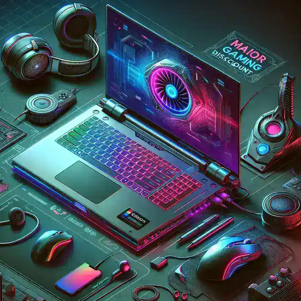 "Discounted Asus ROG Strix G16 gaming laptop showcased in a vibrant setting, perfect for U.S. gamers looking for high-performance at a lower price."