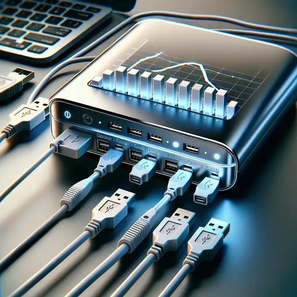 Does using a USB hub with an external hard drive impact power consumption?